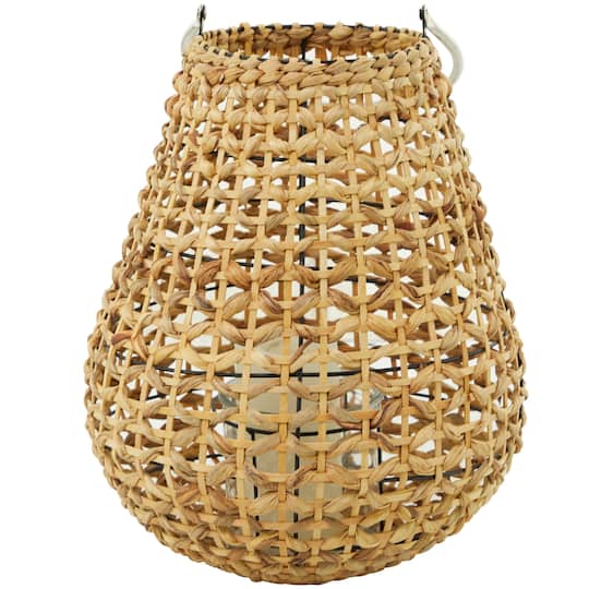16" Natural Metal Candle Lantern